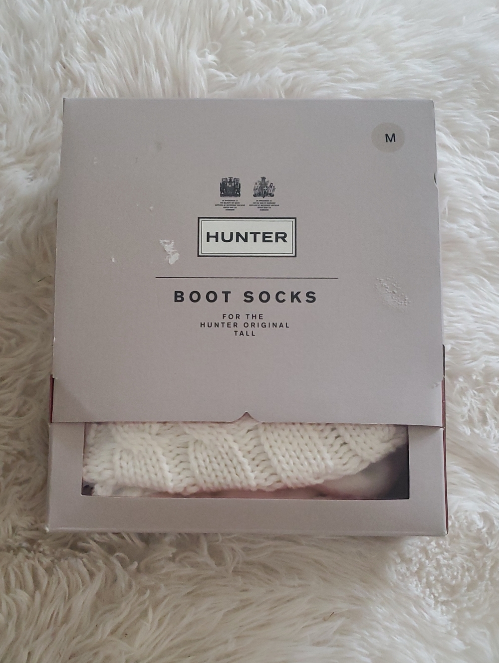 Hunter Cream Cable Knit Boot Socks